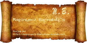 Maginyecz Barnabás névjegykártya